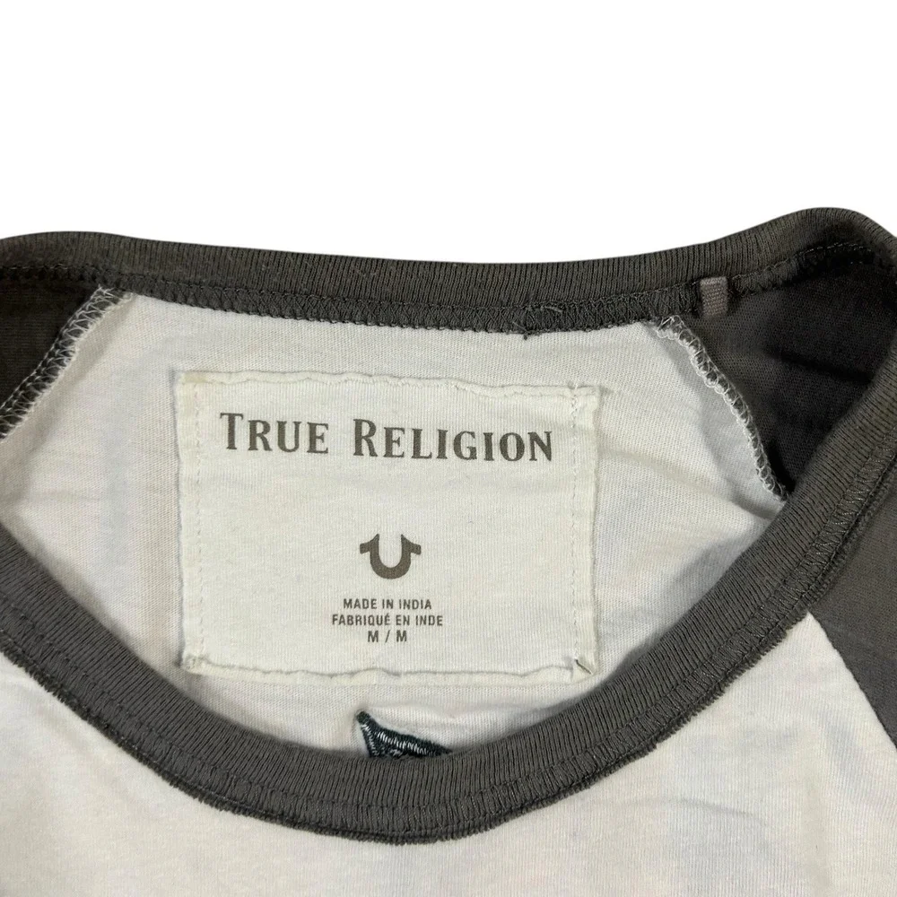 True Religion Y2K Tiger Embroidery Baseball Tee Size Medium‎ Raglan